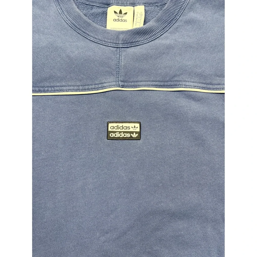 Adidas Originals Mens Blue Double Logo Piping Crewneck Sweatshirt Size S